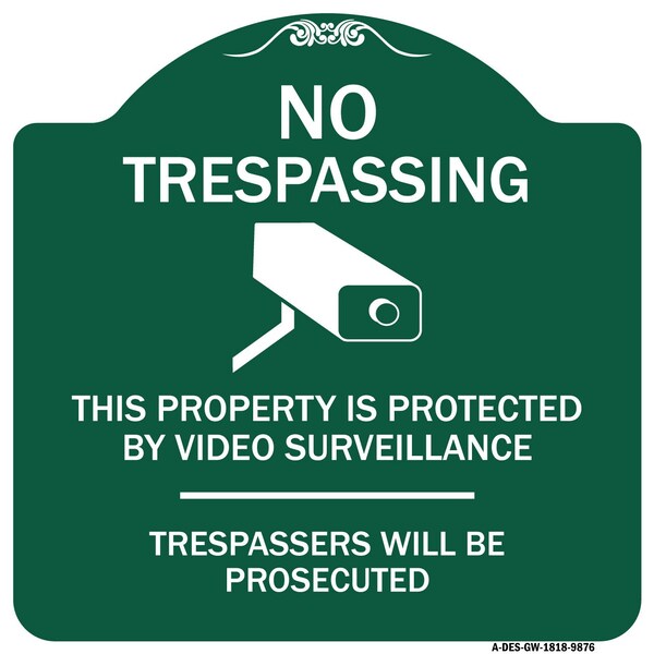 This Property Is Protected By Video Surveillance Heavy-Gauge Aluminum Sign, 18" H, GW-1818-9876